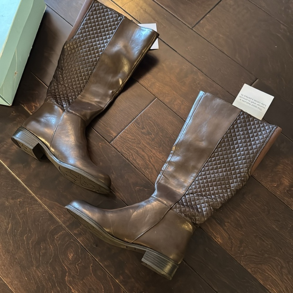 Life stride wide calf brown quilted boots NIB 7.5 - Picture 3 of 10